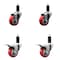 Service Caster 3'' Red Poly Swivel 1-1/4'' Expanding Stem Caster Set 2 Total Lock Brakes, 4PK SCC-EXTTL20S314-PPUB-RED-2-S-2-114 - alternate 1